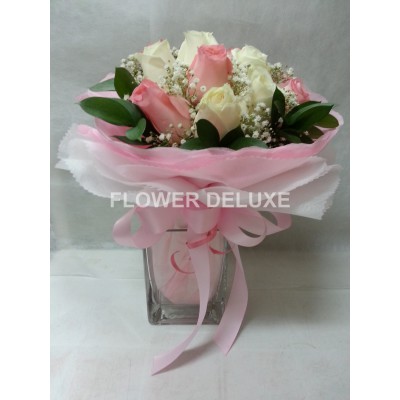 WB025 - pink & white rose