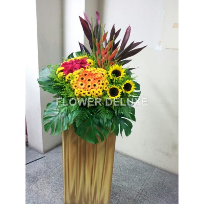 os019-heliconia, sunflower, mix gerbera